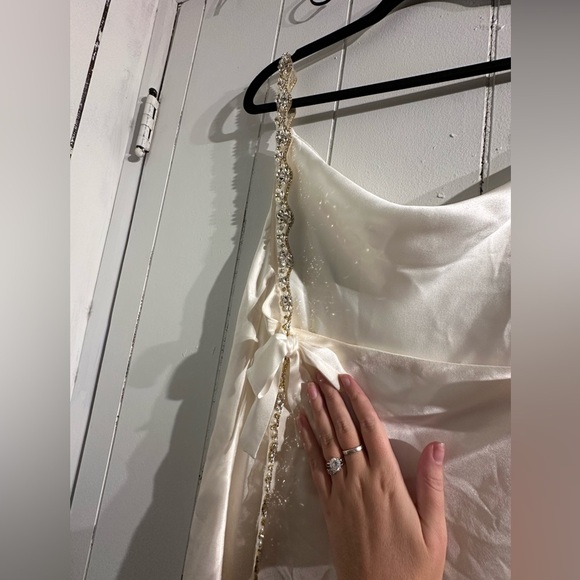 Sister The Label Satin Slip Dresswith full rhinestone straps and bows - Picture 6 of 9